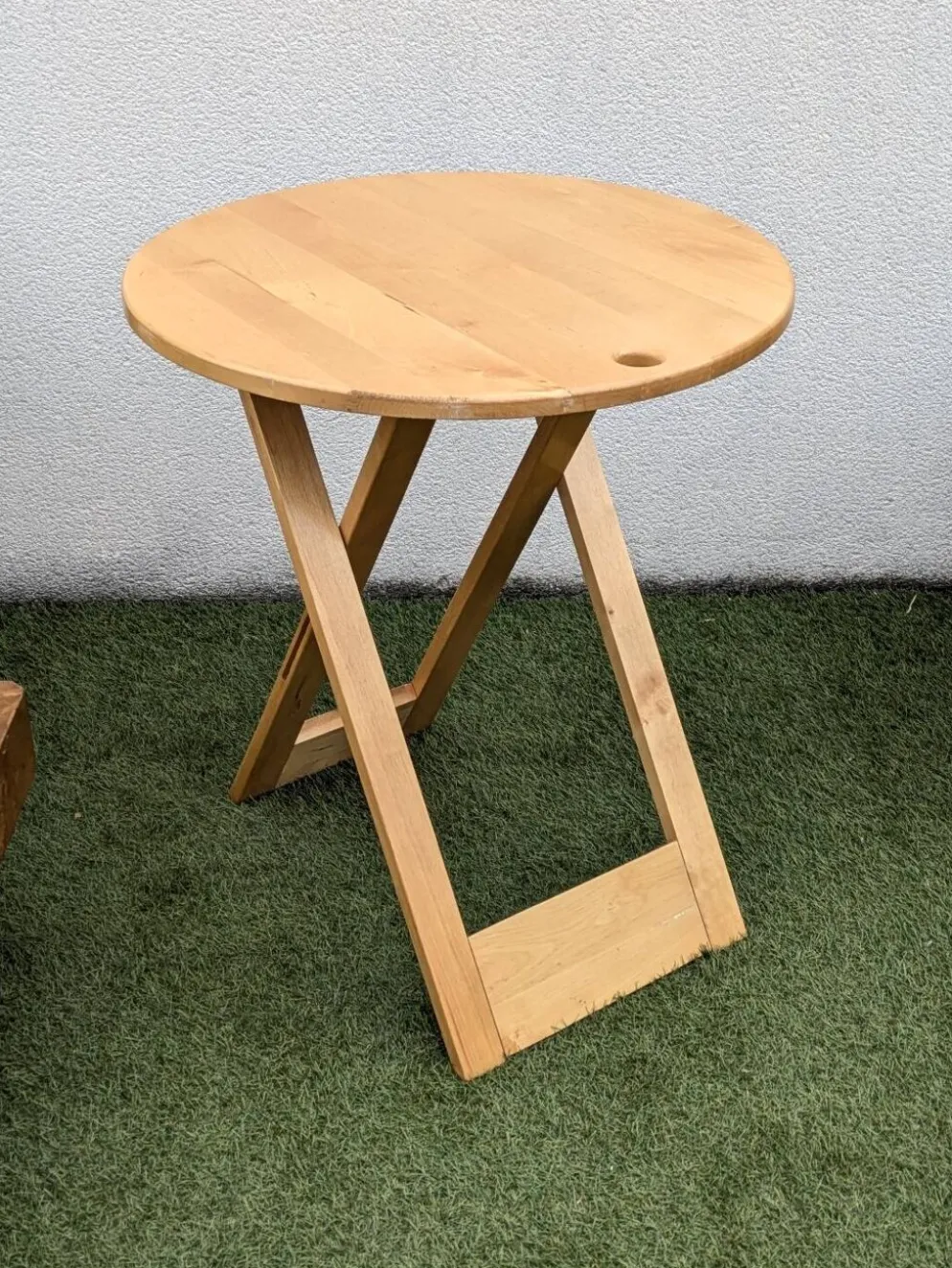 Table pliante design “Suzy” Adrian Reed bois blond vintage 80