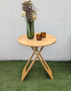 Table pliante design “Suzy” Adrian Reed bois blond vintage 80