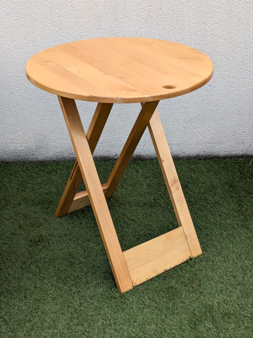 Table pliante design “Suzy” Adrian Reed bois blond vintage 80