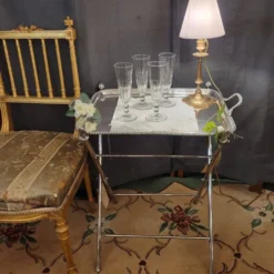 Table pliante métal argenté