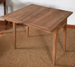 Table portefeuille ancienne extensible en bois massif brut