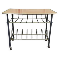 Table porte-revues vintage années 50 en métal et formica