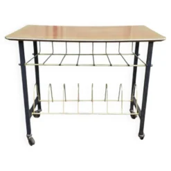 Table porte-revues vintage années 50 en métal et formica
