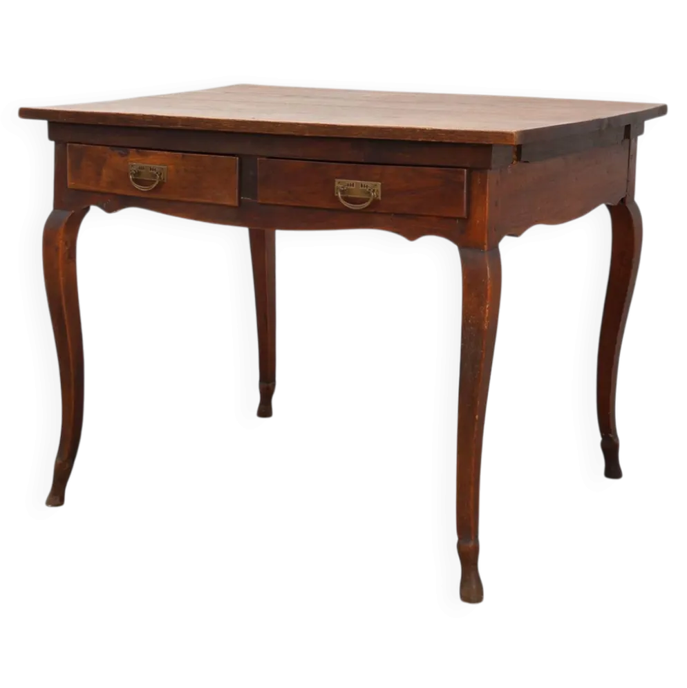 Table provençale française en chêne à deux tiroirs, France, XIXe siècle