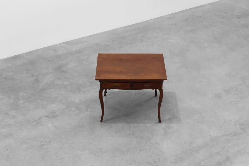 Table provençale française en chêne à deux tiroirs, France, XIXe siècle