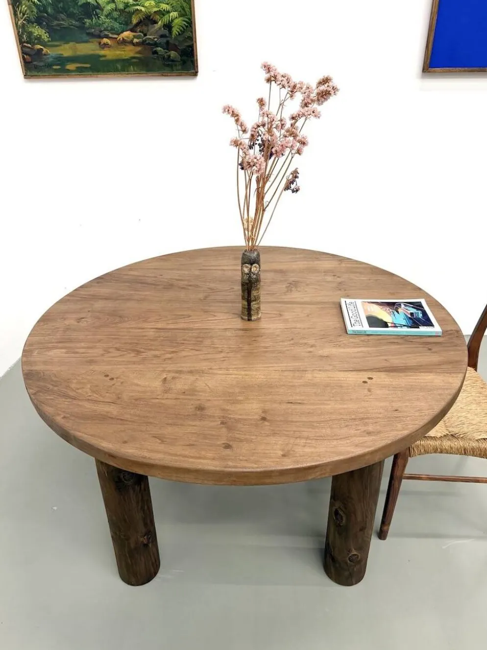 Table ronde années 50 constructiviste noyer