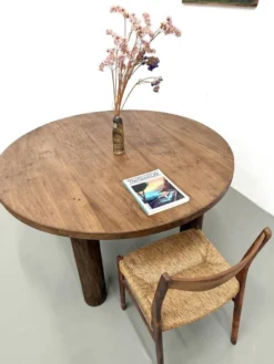 Table ronde années 50 constructiviste noyer