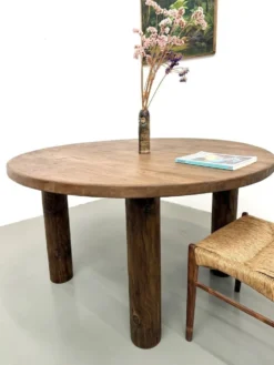 Table ronde années 50 constructiviste noyer
