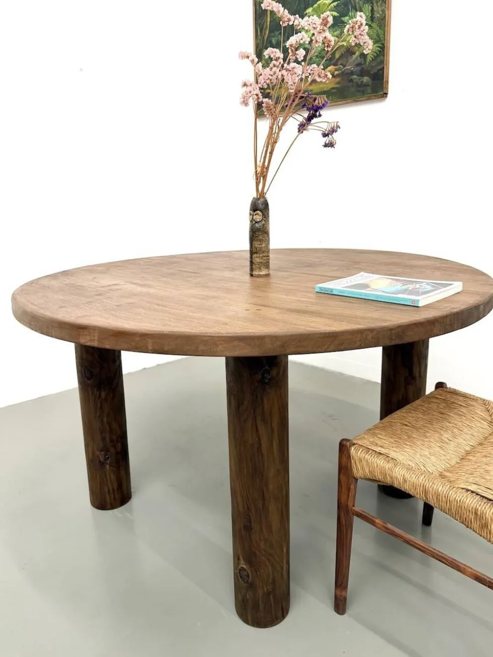 Table ronde années 50 constructiviste noyer
