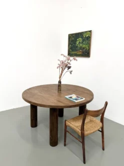 Table ronde années 50 constructiviste noyer
