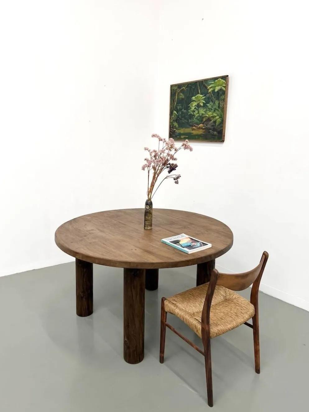 Table ronde années 50 constructiviste noyer