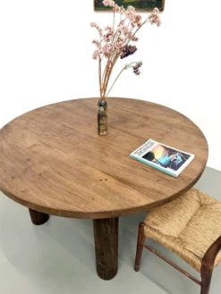 Table ronde années 50 constructiviste noyer