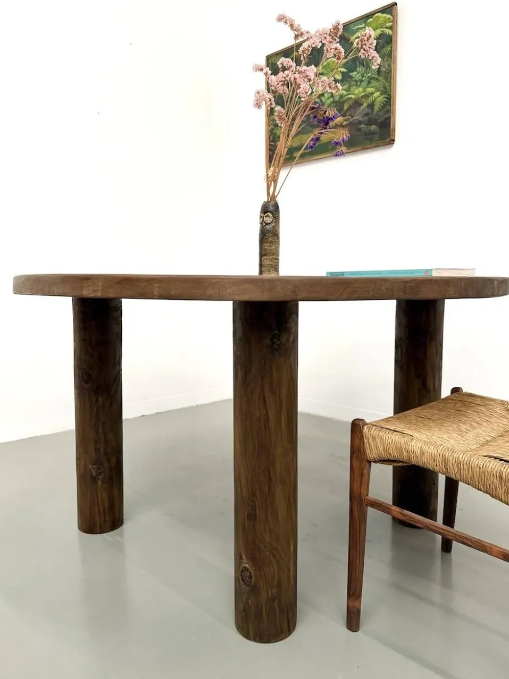 Table ronde années 50 constructiviste noyer