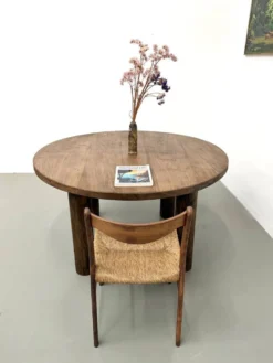 Table ronde années 50 constructiviste noyer