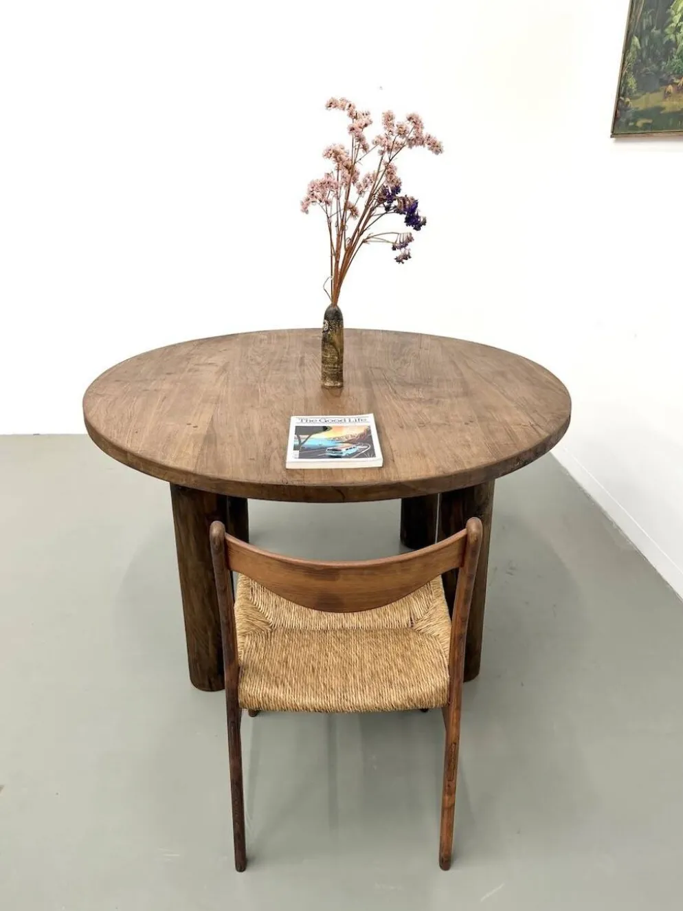 Table ronde années 50 constructiviste noyer