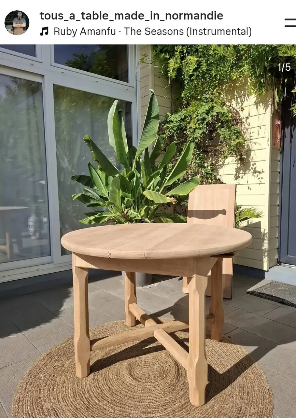 Table ronde avec rallonge rénovée
