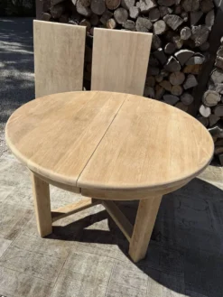 Table ronde chêne massif avec rallonges 220cm max