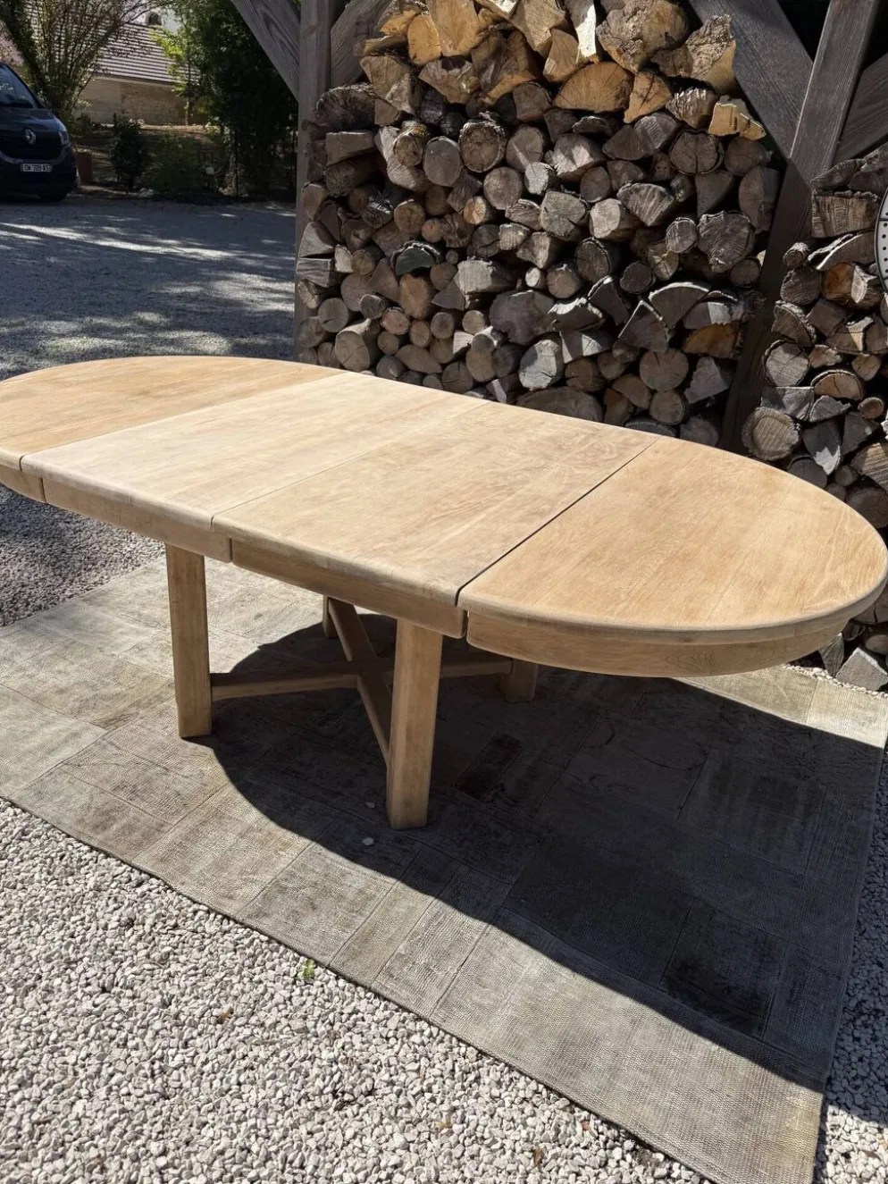 Table ronde chêne massif avec rallonges 220cm max