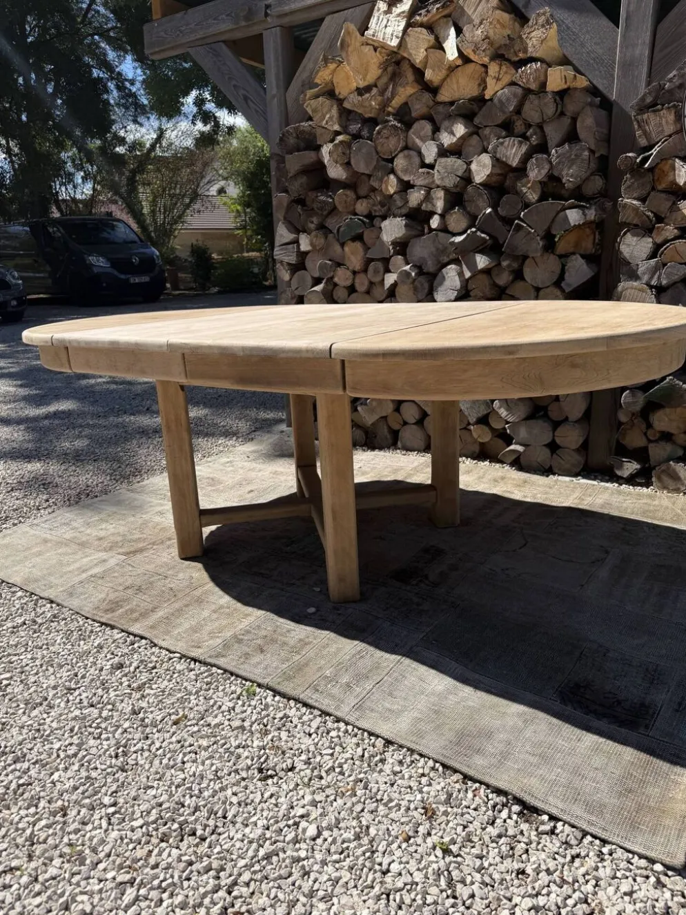 Table ronde chêne massif avec rallonges 220cm max