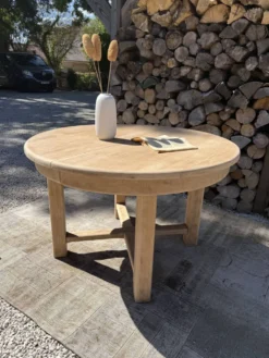 Table ronde chêne massif avec rallonges 220cm max
