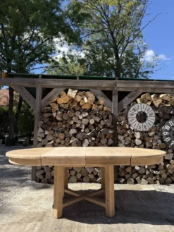 Table ronde chêne massif avec rallonges 220cm max