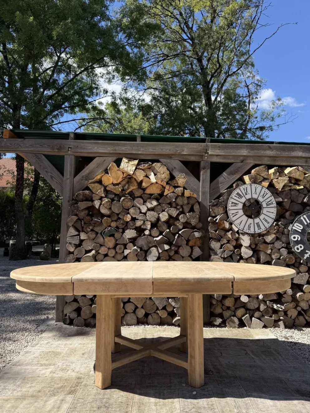 Table ronde chêne massif avec rallonges 220cm max