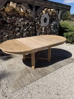 Table ronde chêne massif avec rallonges 220cm max
