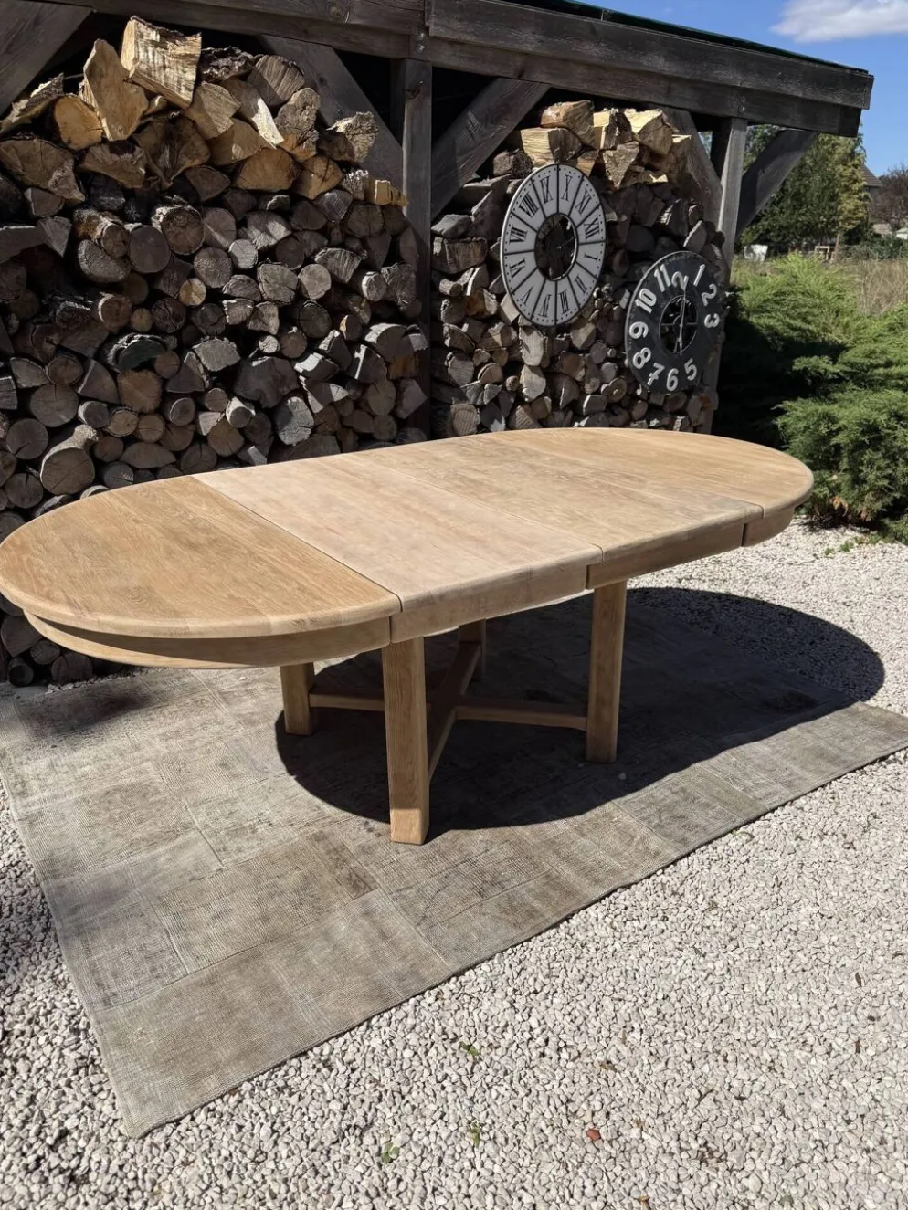Table ronde chêne massif avec rallonges 220cm max