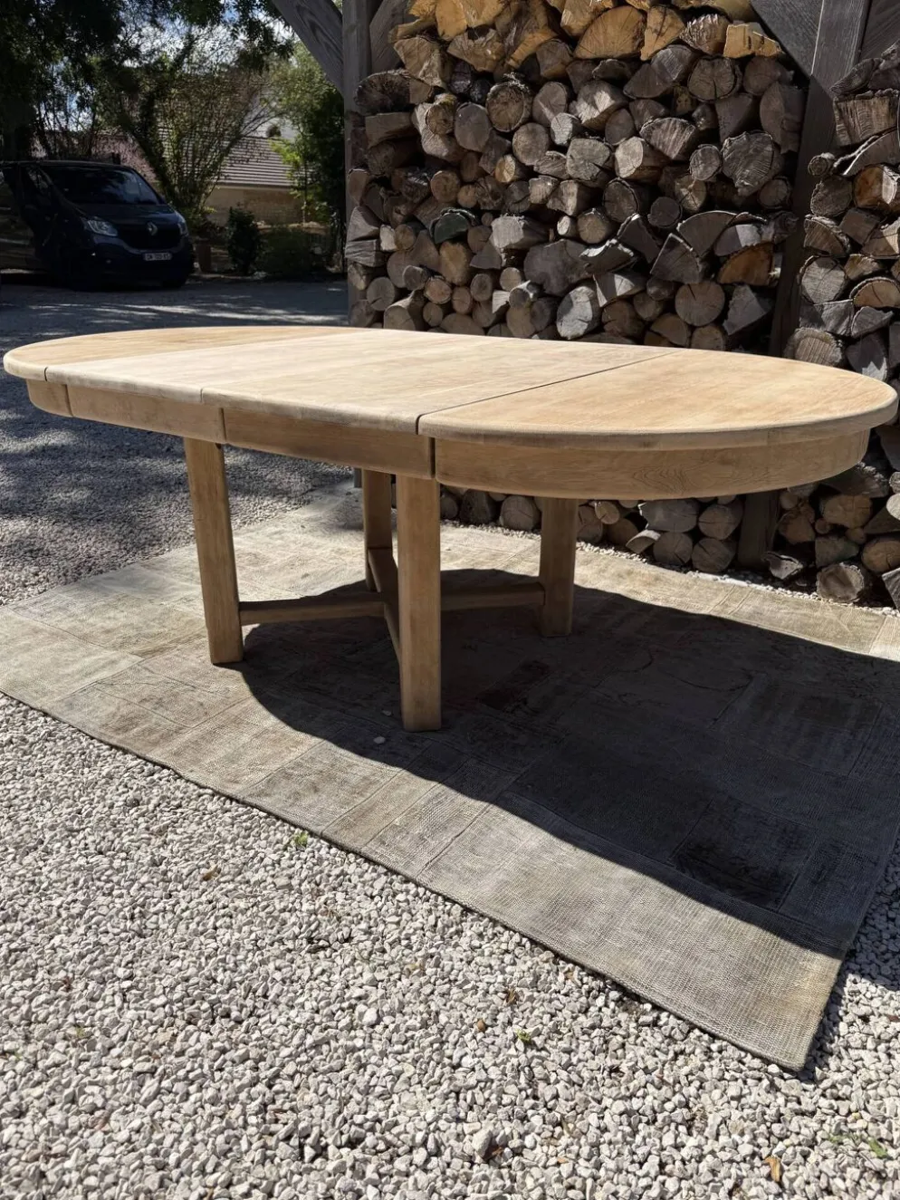 Table ronde chêne massif avec rallonges 220cm max
