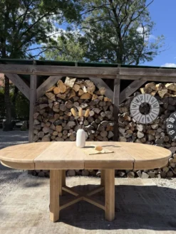 Table ronde chêne massif avec rallonges 220cm max
