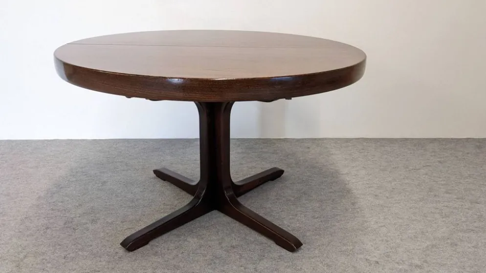 Table ronde de salle à manger extensible Baumann, France vers 1970