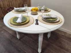 Table ronde en acajou convertible en console