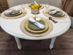 Table ronde en acajou convertible en console