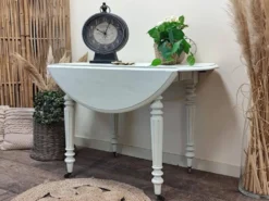 Table ronde en acajou convertible en console