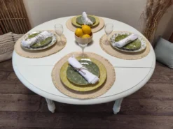 Table ronde en acajou convertible en console