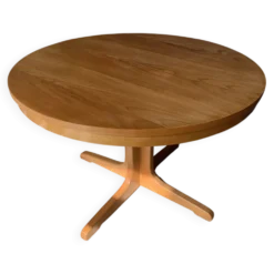 Table ronde en bois avec piétement style Baumann