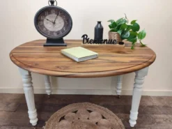 Table ronde en noyer convertible en console