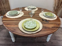 Table ronde en noyer convertible en console