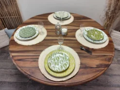 Table ronde en noyer convertible en console