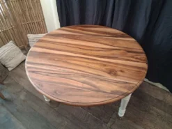 Table ronde en noyer convertible en console