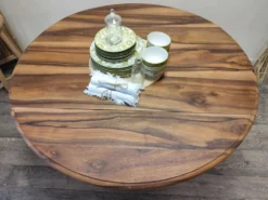 Table ronde en noyer convertible en console