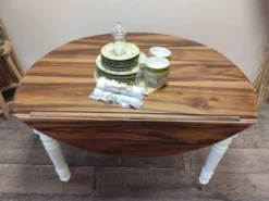Table ronde en noyer convertible en console