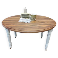 Table ronde en noyer convertible en console