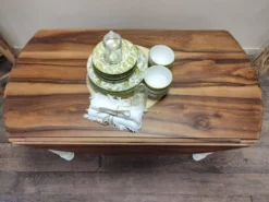 Table ronde en noyer convertible en console