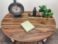Table ronde en noyer convertible en console