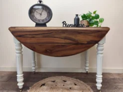 Table ronde en noyer convertible en console