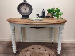 Table ronde en noyer convertible en console