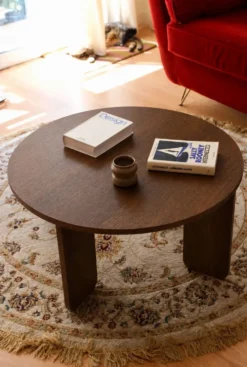 Table Ronde en plaquage Chêne foncé