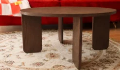 Table Ronde en plaquage Chêne foncé