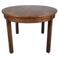 Table ronde extensible Art déco des années 1950, rénovée.